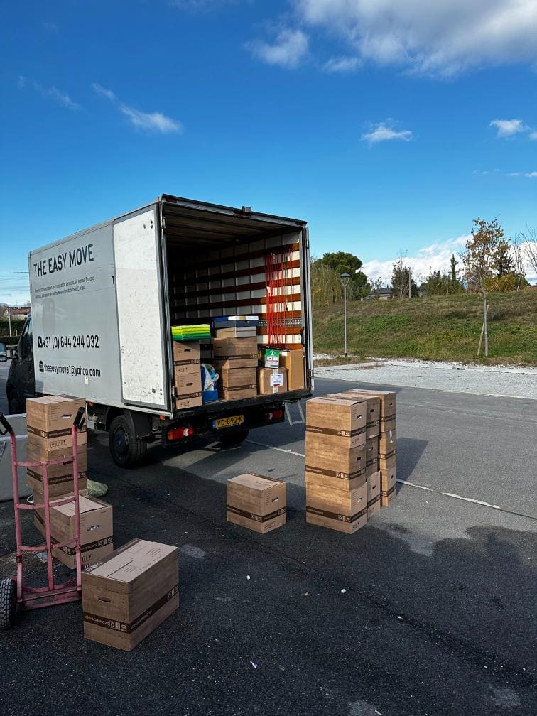 Moving van in Ostend packed with boxes